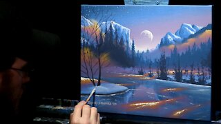 Acrylic Landscape Painting of an Ice Covered Lake - Time Lapse - Artist Timothy Stanford