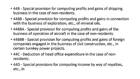 List of Sections of Income Tax Act