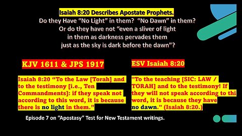 Isaiah 8:20: Do Apostates from Law have No Light in them - a Deep Darkness Before Any Light of Dawn?