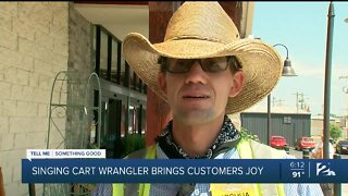 Singing cart wrangler brings customers joy