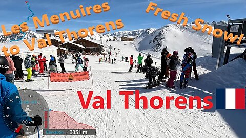 [4K] Skiing Val Thorens Les3Vallées, From Menuires Top to Bottom w/ Fresh Snow, France, GoPro HERO11