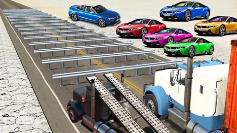 Cars vs Numerous Guardrails – BeamNG Drive