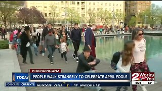 People walk strangely to celebrate April Fools Day