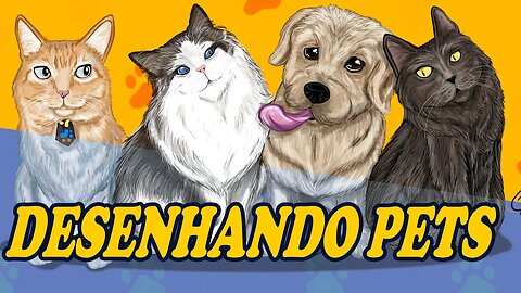 PETS! Desenhando Gatos e Cachorro, em pintura digital