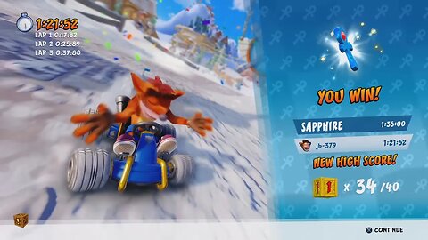 Crash™ Team Racing Nitro-Fueled (PS4) - Adventure Mode (Easy) - Relic Race - Blizzard Bluff