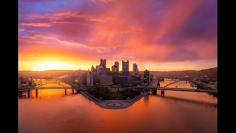 Time lapse of the sunset over the Allegheny River in Pittsburgh Pennsylvania