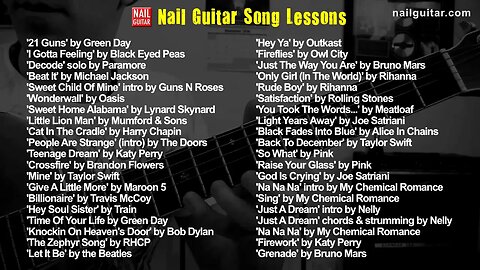 List of Nail Guitar Song Lessons