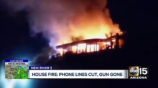 Home burns down after phone lines cut and gun stolen