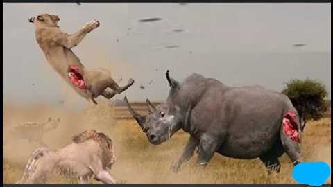 Lions attack rhino