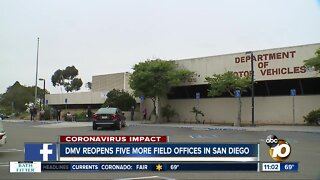 DMV reopens five more field offices in San Diego