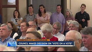 Citizens react to city's decision on "vote on a vote" library/stadium ordinance
