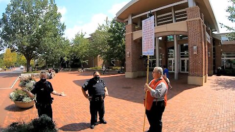 "YOU MUST WEAR MASKS!" - Police Officer @ Penn State University - Street Preaching - Kerrigan Skelly