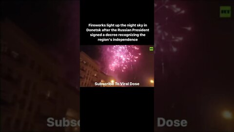 Fireworks light up the night sky in Donetsk