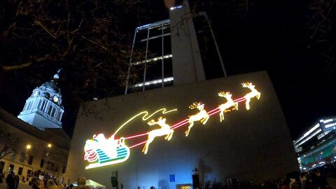 Night of Lights 2021 Thanksgiving Eve,Fort Wayne Indiana. Santa & the Reindeer, Christmas Wreath, Fireworks