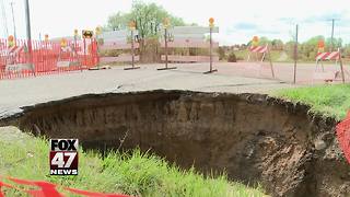 Pipe failure causes large sinkhole near Charlotte