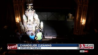 Orpheum chandelier cleaning