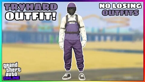 Easy Purple Joggers Ripped Shirt Glitch Tryhard Modded Outfit (No Transfer) (GTA Online)