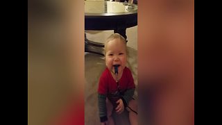 Baby Cracks Up at The Sound of His Whistle