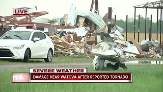 Homes damaged by reported tornado in Watova
