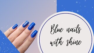 Blue nails with shine