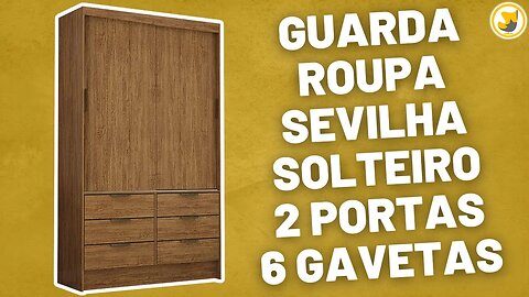 Guarda Roupa Sevilha Solteiro 2 Portas 6 Gavetas Carioca