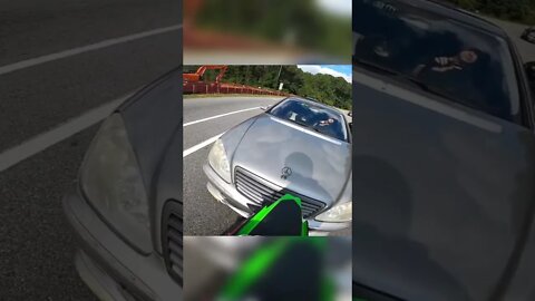 biker gets rear-ended.