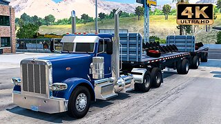 Peterbilt 389 pulling double trailer | American Truck Simulator Gameplay "4K"