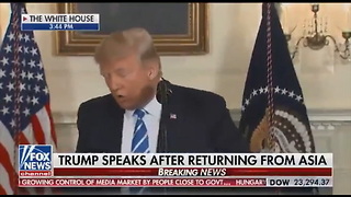 President Trump stops his speech to search for water