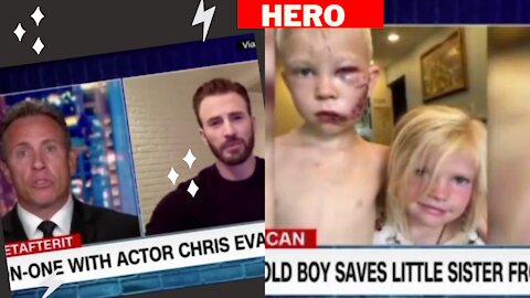 Chris Evans interview with CNN Chris Cuomo " Young Brother saves Sister from Dog attack goes Viral