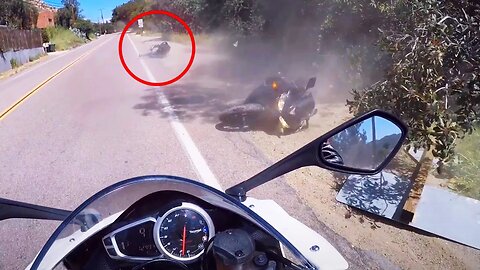 Biker Slams Into Sign During Group Ride! - Crazy Motorcycle Moments 2023 Ep.29