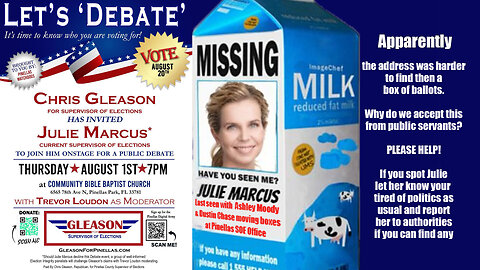 FLORIDA SUPERVISOR OF ELECTION DEBATE - JULIE MARCUS & CHRIS GLEASON - AUG. 1 2024