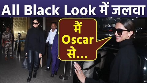 Oscar के बाद Mumbai लौटीं Deepika Padukone, All Black Outfit में आईं नजर 📸