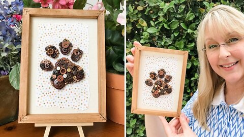 DIY Reverse Canvas Pawprint Button Art
