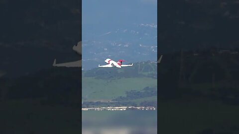 Beautiful Departure over the Bay at Gibraltar Airport; Bombardier