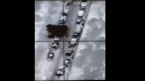 Video of the destruction of a Russian military convoy with a drone