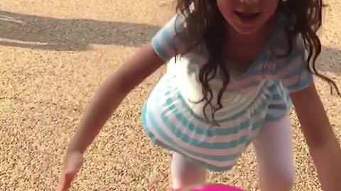 Girl Bounces A Ball But Then Out of Nowhere A Bike Runs into Her