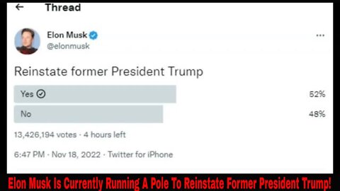 Elon Musk Is Currently Running A Pole To Reinstate Former President Trump!