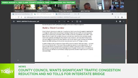 County Council wants significant traffic congestion reduction and no tolls for Interstate Bridge
