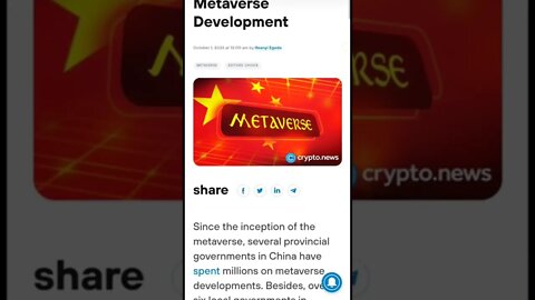 China Spending Millions for Metaverse Development #cryptomash #crypto #shorts