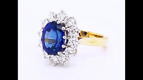 Custom Princess-Di-Inspired Blue Sapphire and Diamond Ring