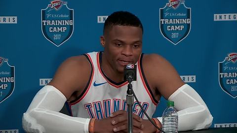 Russell Westbrook talks Carmelo Anthony, Trump comments at OKC Thunder media day