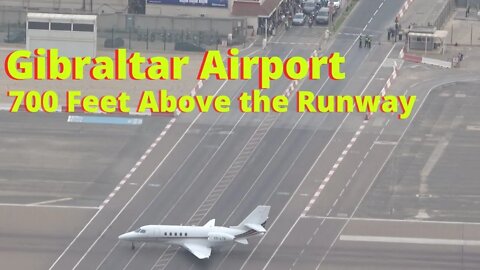 Extreme Airport Gibraltar; Watch the Departure from 700 Feet Above Runway, Cessna 680A