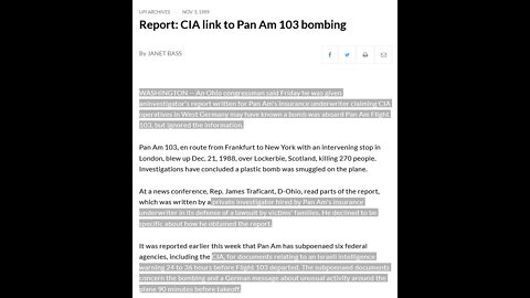 Lockerbie Bombing and the CIA Heroin Cover Up