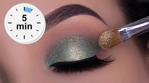 5 MINUTE Easy Soft Sparkly Green Eye Look for Everyday Wear