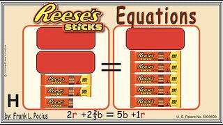 VISUAL REESES STICKS 2r+2.67b=5b+1r EQUATION _ SOLVING EQUATIONS _ SOLVING WORD PROBLEMS