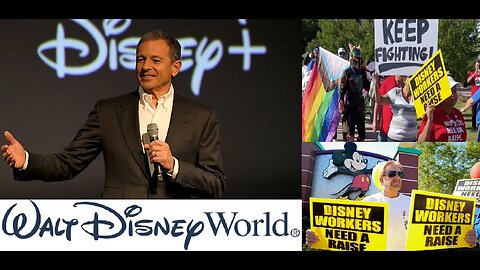 Disney Eats Its Own w/ Disney Workers Holding LGBTQ Flags & Signs Demanding a Raise from Disney