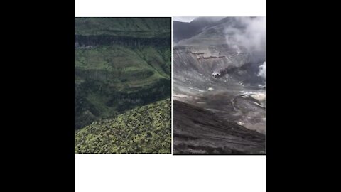 Amazing footage from inside the crater of the La Soufriere volcano after it erupted.