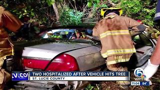 St. Lucie County crash into tree sends 2 to the hospital