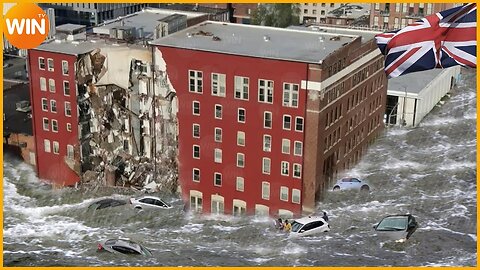 7 minutes ago in UK! FLASH FLOOD, Wind STORM JOCELYN 80mph Blew Away Houses and Uprooted Trees