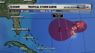 5 a.m. Thursday update on Tropical Storm Karen